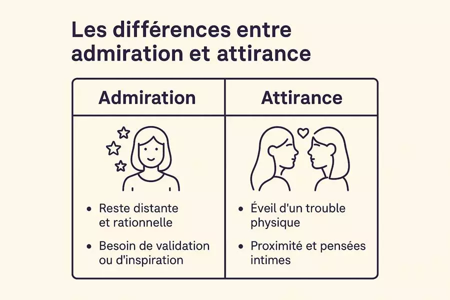 Les différences entre admiration et attirance – guide orientation lesbienne